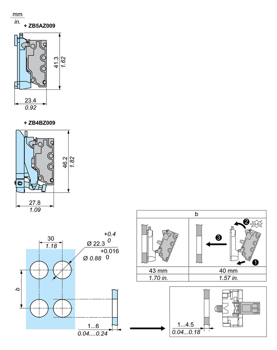 Hilfsschalterblock 1Ö 3A/AC Federzug