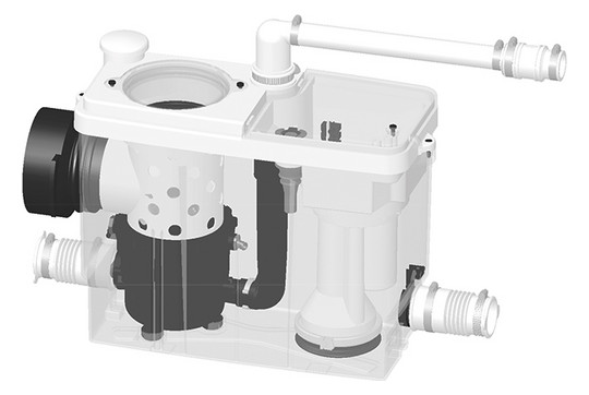 SFA WC-Hebeanlage SaniPack Pro UP weiß, zum Anschluss an WC, Waschtisch, Dusche, Bidet