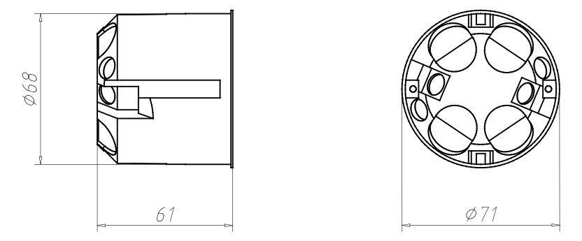Verbindungsdose HW Ø68x61mm Kst IP3X rnd Ger/VerbDose/kast