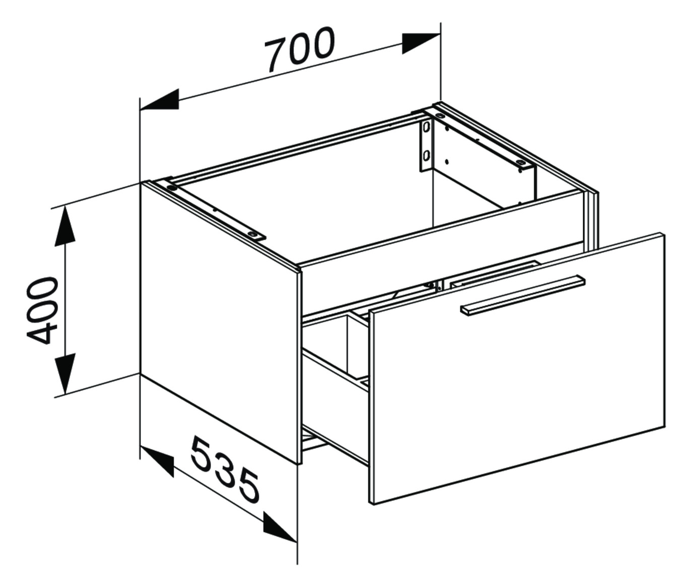 KEUCO Waschtisch-Unterschrank Royal 60 70x40x53,5cm, 1-türig, Frontauszug, Dekor weiß glanz