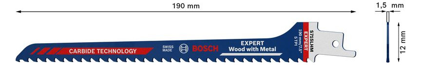Bild Säbelsägeblatt S715LHM EXPERT Bosch VE à 1 Stück Flexible f Wood and Metal-2