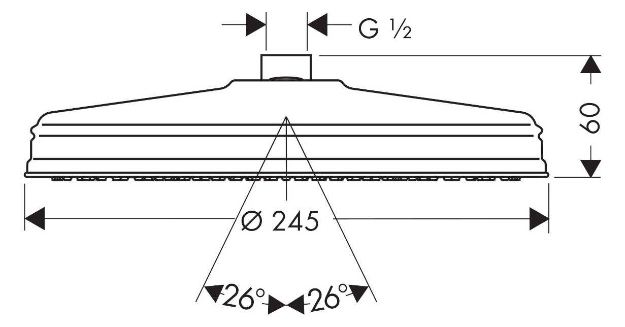 hansgrohe Kopfbrause Axor Montreux Ø 240 mm, polished black chrome, Decken- oder Wandmontage, 1jet