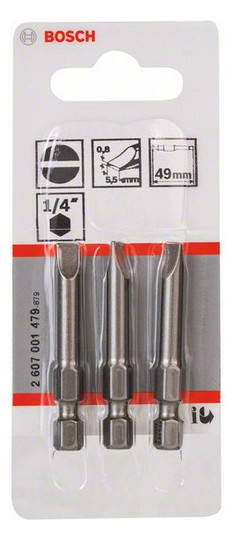 Bit 5,5mm Sechsk/Schlitz 6,4mm(1/4) 5,5x0,8mm L=49mm 1/4Zoll