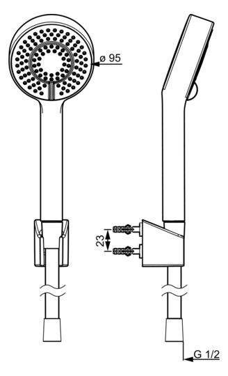 HANSA Wannenbrause-Set HANSABASICJET G 1/2, 3-strahlig, Wandmontage, chrom