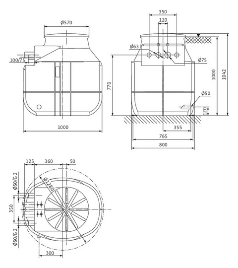 Wilo Schachtpumpenstation DrainLift WS 40/50 Basic 40D, 400 l, 230 V, Kunststoff