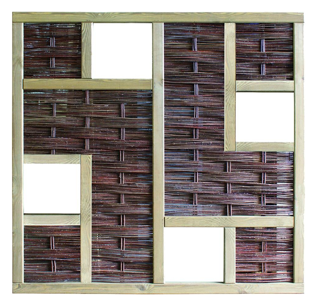 Bild LABO-3D Weidengeflechtzaun 180x180cm, 4 Fenster Rahmen 70 x 35 mm - n.a.-0