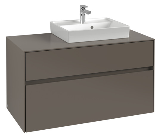 V&B Waschtischunterschrank Collaro 100x54,8x50cm, Waschtisch rechts, LED-Beleuchtung 7,3 W, white wood