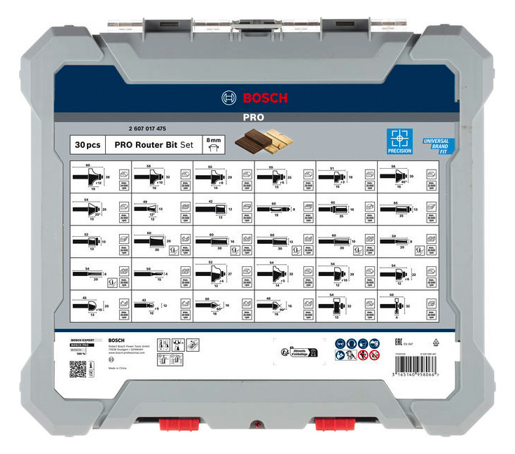 Fräser-Set 30tl 8mm Holz