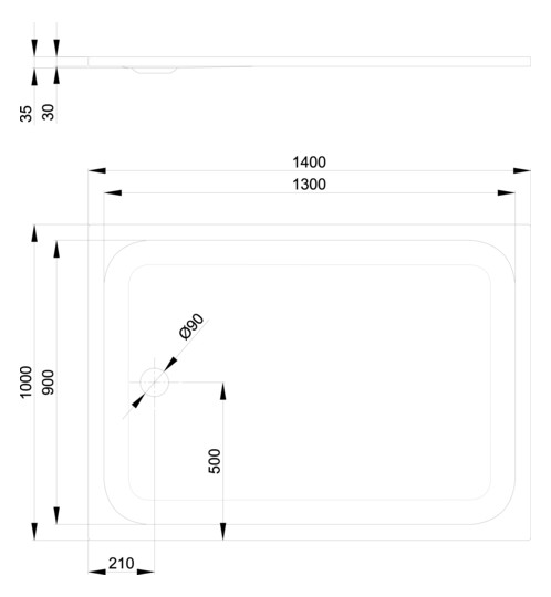 Duschwanne BetteUltra 5838 140x100x3,5cm, calypso