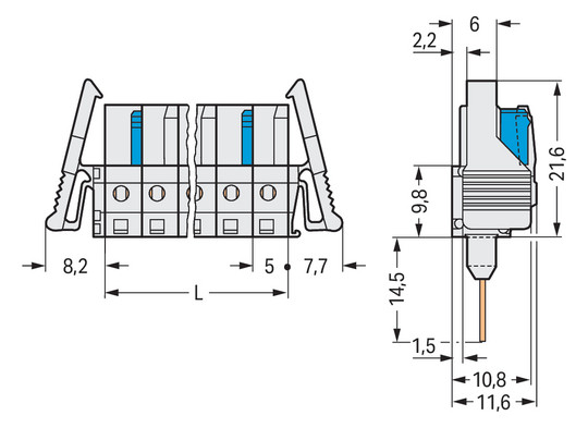 Verbindungsklemme 3p lgr Serie 722 12A Thermopl 5mm Steckanschl