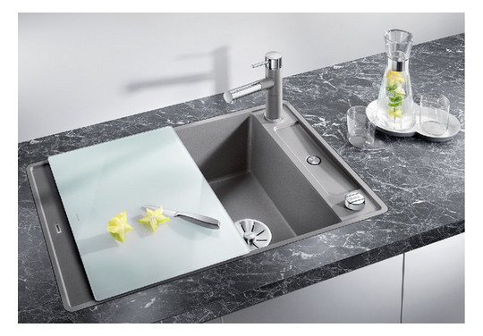 Blanco Spüle Axia III 45 S-F SILGRANIT 77 x 50 cm, felsgrau, reversibel, mit Glasschneidbrett