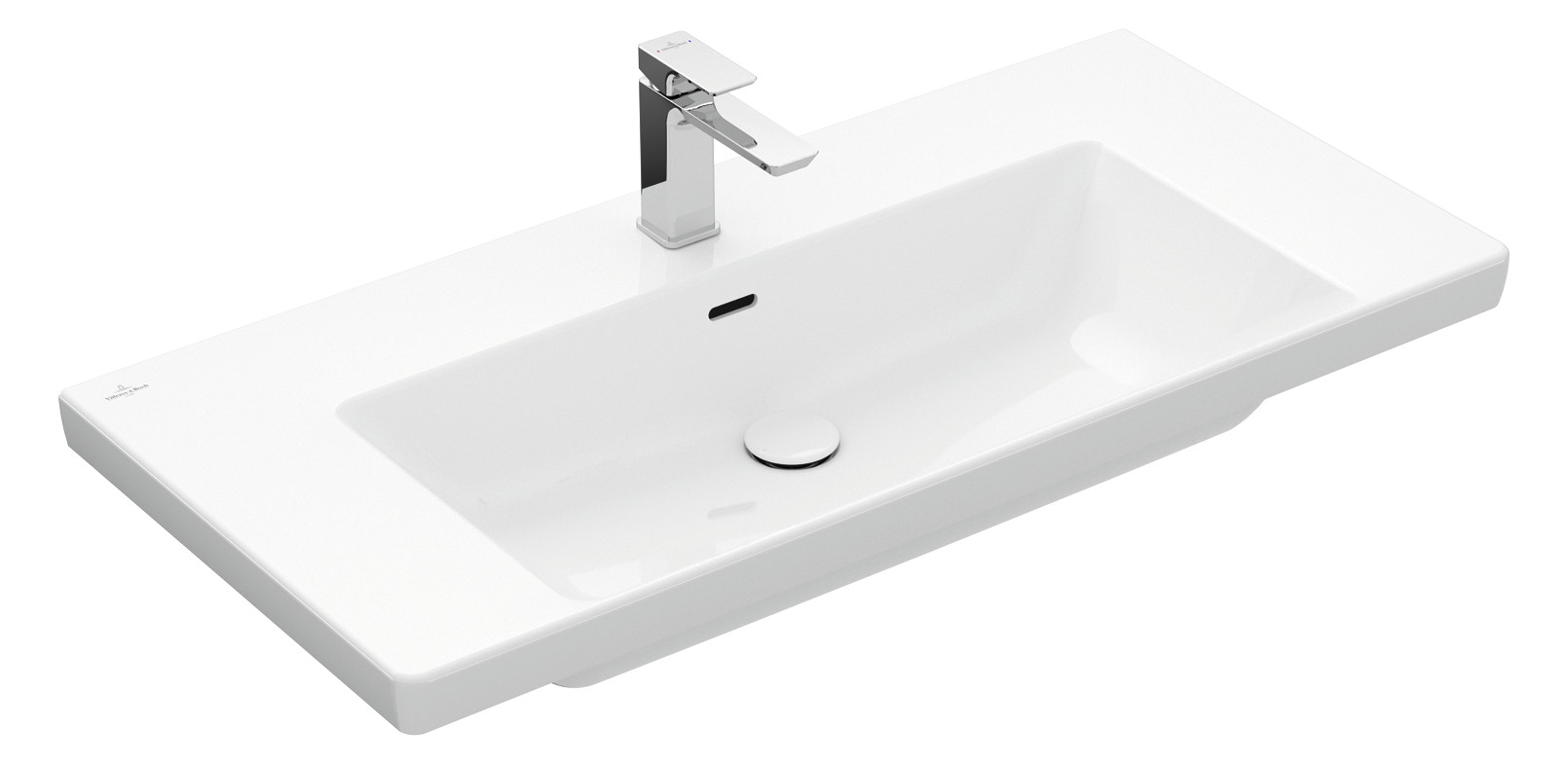 V&B Schrank-Waschtisch Subway 3.0 100x47cm, eckig, mit 1 Hahnloch/ohne Überlauf, stone white C-plus