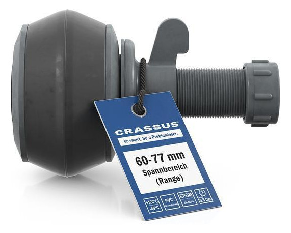 Crassus Schnellverschlussstopfen CSV 70, 60-77 mm, Länge 100 mm, EPDM/PVC
