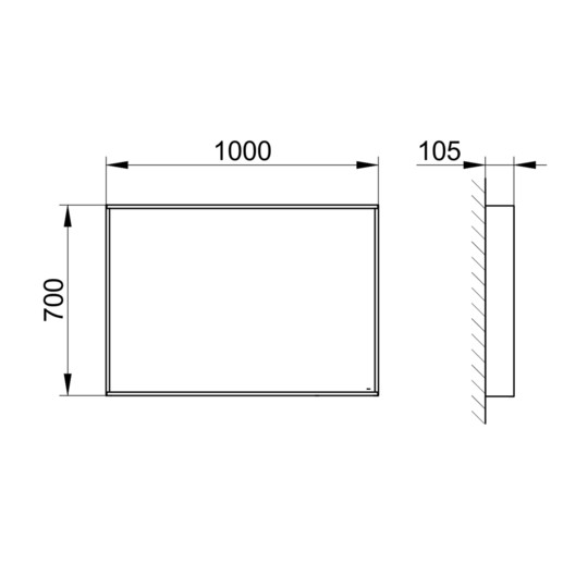 KEUCO Kristallspiegel X-Line 1000 x 700 x 105 mm, cashmere, mit umlaufendem Rahmen, lackiert