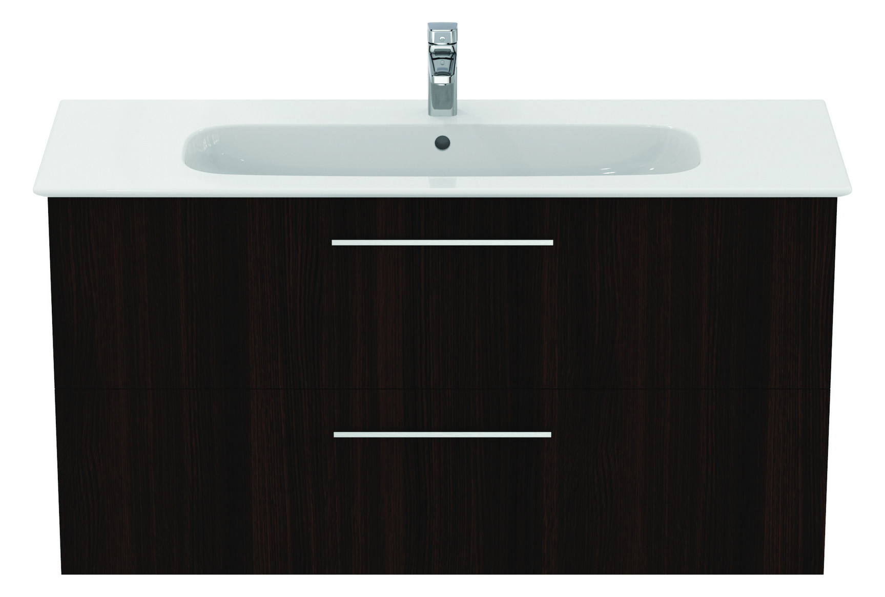 Ideal-Standard Möbelwaschtisch-Paket i.life A 124x46x64,5cm, 1 Hahnloch, Griff Chrom gebürstet, coffee oak