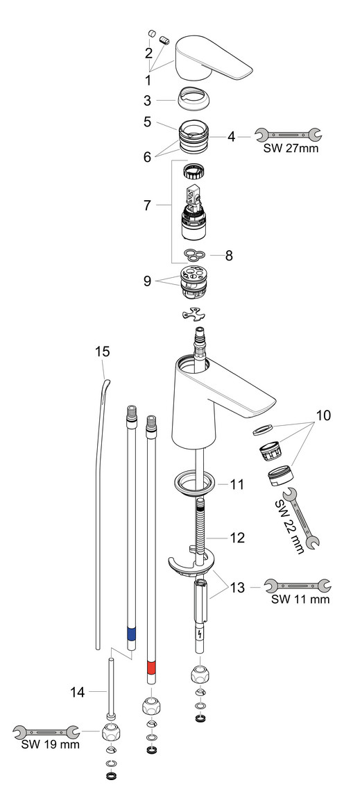 hansgrohe Waschtisch-Einhebelmischer 80 Talis E ND, für offene Warmwasserbereiter, mit Zugstangen-Ablaufgarnitur, chrom