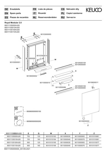 KEUCO Spiegelschrank Royal Modular 2.0 500 x 900 x 120 mm, ohne Steckdose, Wandvorbau, 1-türig, rechts, beleuchtet