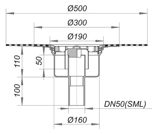 Dallmer Ablaufgehäuse 61 GA DallBit Serie 15 DN 50, für SML-Gussrohre