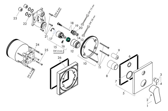 hansgrohe Fertigmontageset Vivenis UP-Wannen-Einhebelmischer, mattweiß