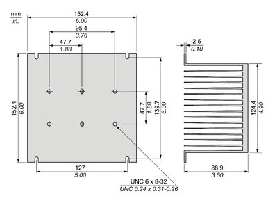 Kühlkörper Relais 152,4x152,4x88,9mm