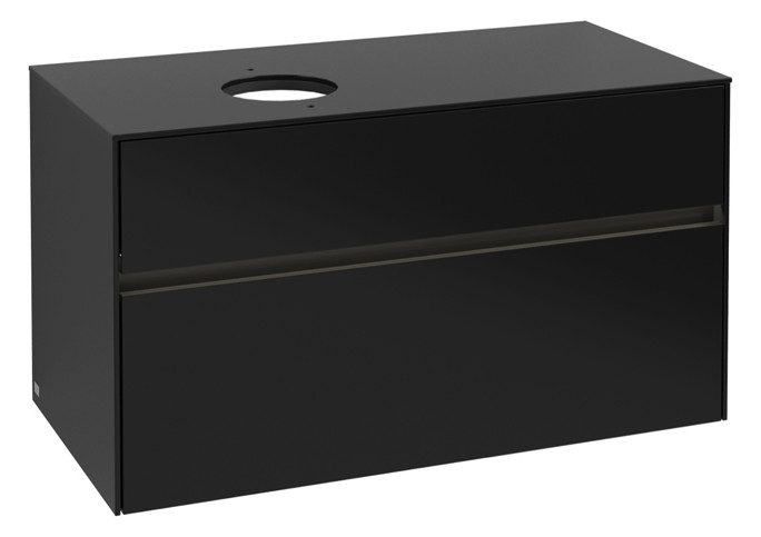 V&B Waschtischunterschrank Collaro 100x54,8x50cm, Waschtisch links, LED-Beleuchtung 7,3 W, black matt laquer