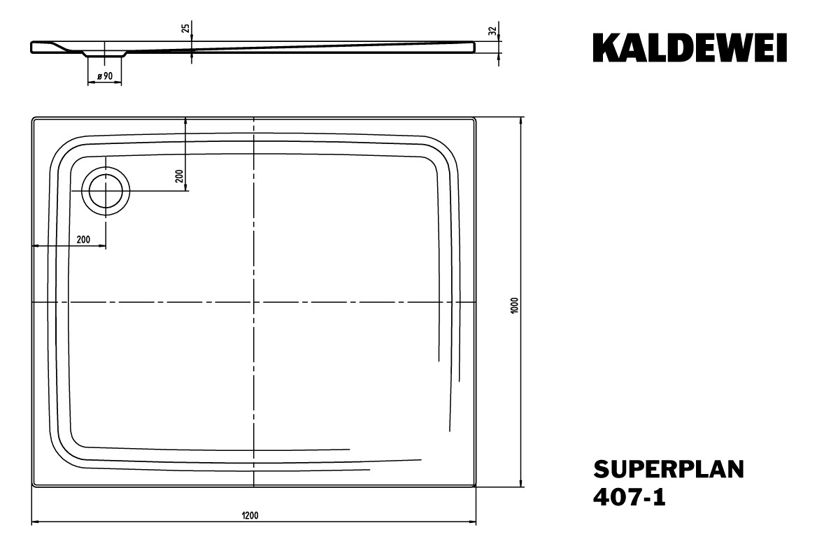 Kaldewei Duschwanne SUPERPLAN CLASSIC 407-1 100x120x2,5cm, Vollantislip Perl-Effekt, bahamabeige
