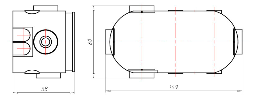 Verbindungsdose UP oval l Kst Luftdicht Ger/VerbDose/kast IP2X