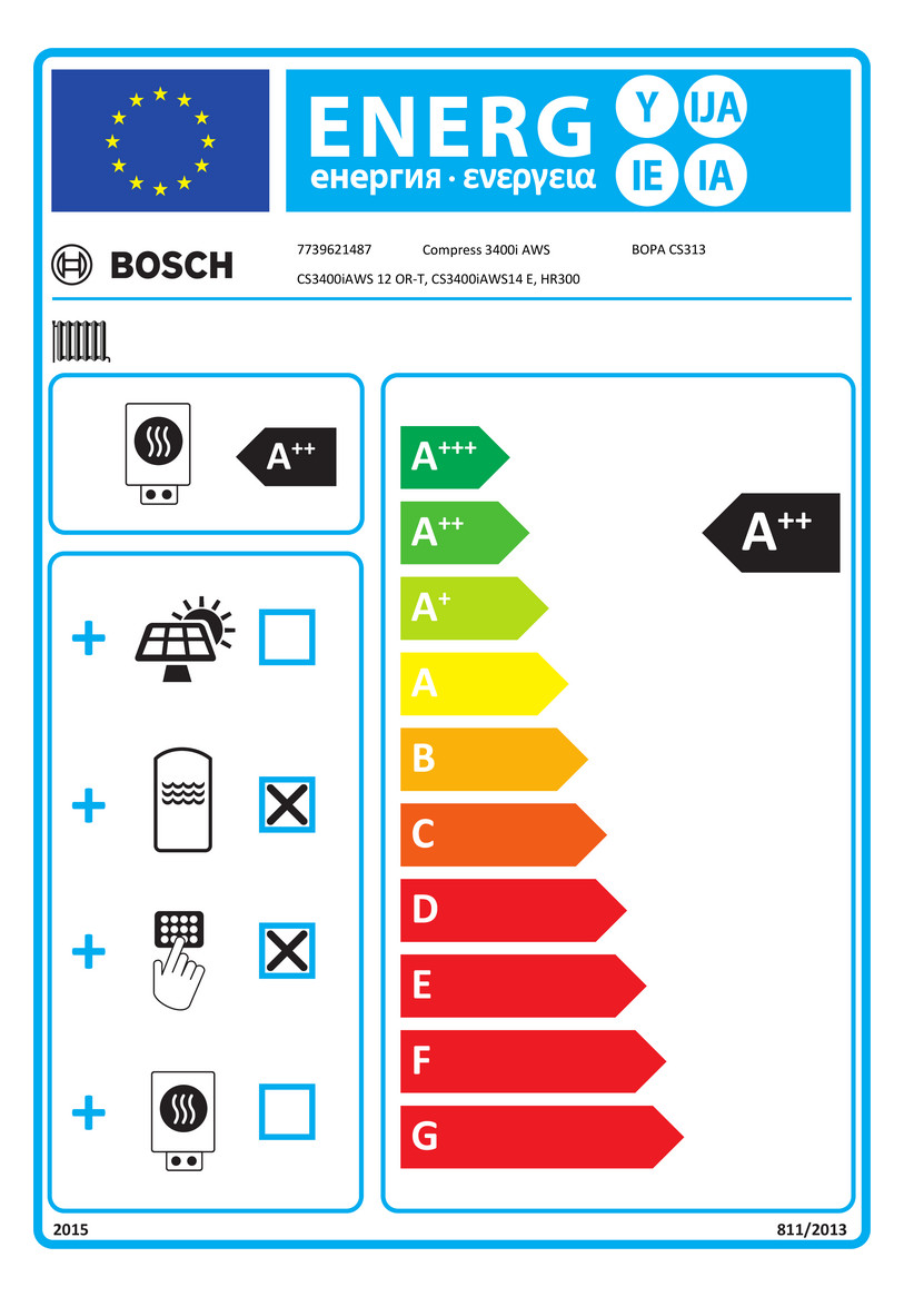 BOSCH Splitwärmepumpen-Paket BOPA CS313 CS3400iAWS 12OR-T/14E, BH120-5 1A, HR300