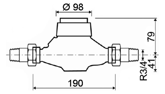 Deltamess Mehrstrahl-Nassläufer MNK Horizontal, DN 20, Q3 4,0 cbm/h, kalt, Standard