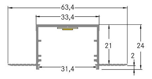 Einbauprofil ws Alu 2000x63,4x24mm
