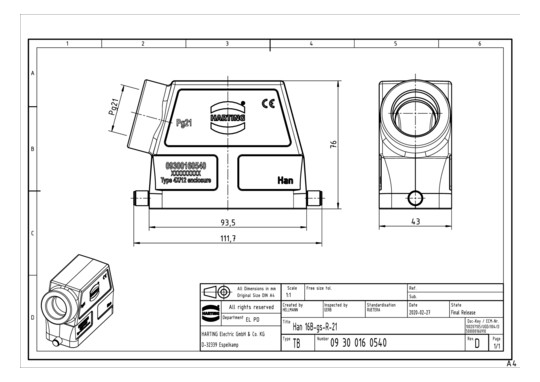 HART Tüllengehäuse           09300160540 