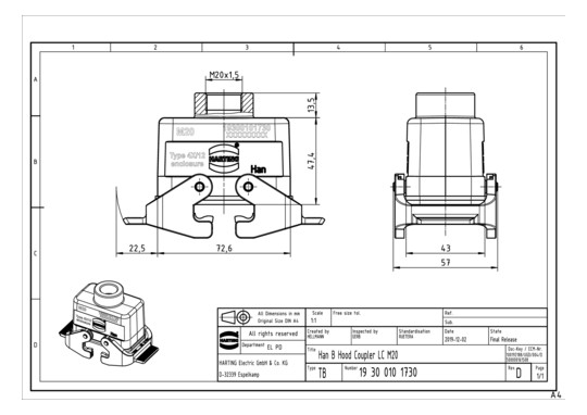 HART Kupplungsgehäuse M20    19300101730 