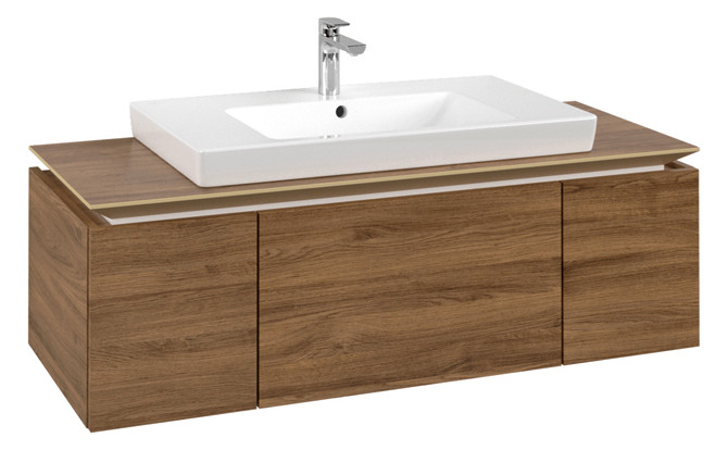 V&B Waschtischunterschrank Legato 120x38x50cm, Waschtisch mittig, Kansas Oak