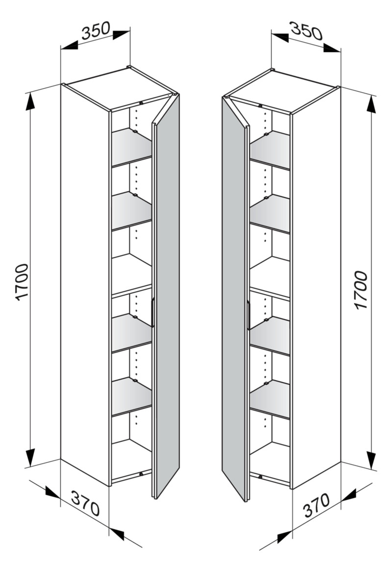 KEUCO Hochschrank Edition 11 35x170x37cm, 1-türig, Anschlag links, Cashmere, Glas Cashmere