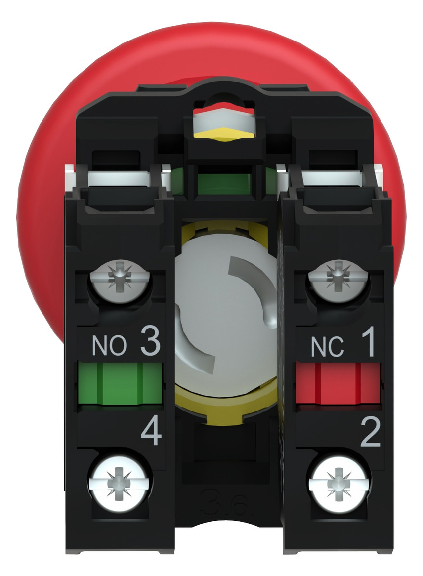 Not-Aus Taster EB IP66 ZugEntr 1S 1Ö Ø22,5mm Einb Schraub
