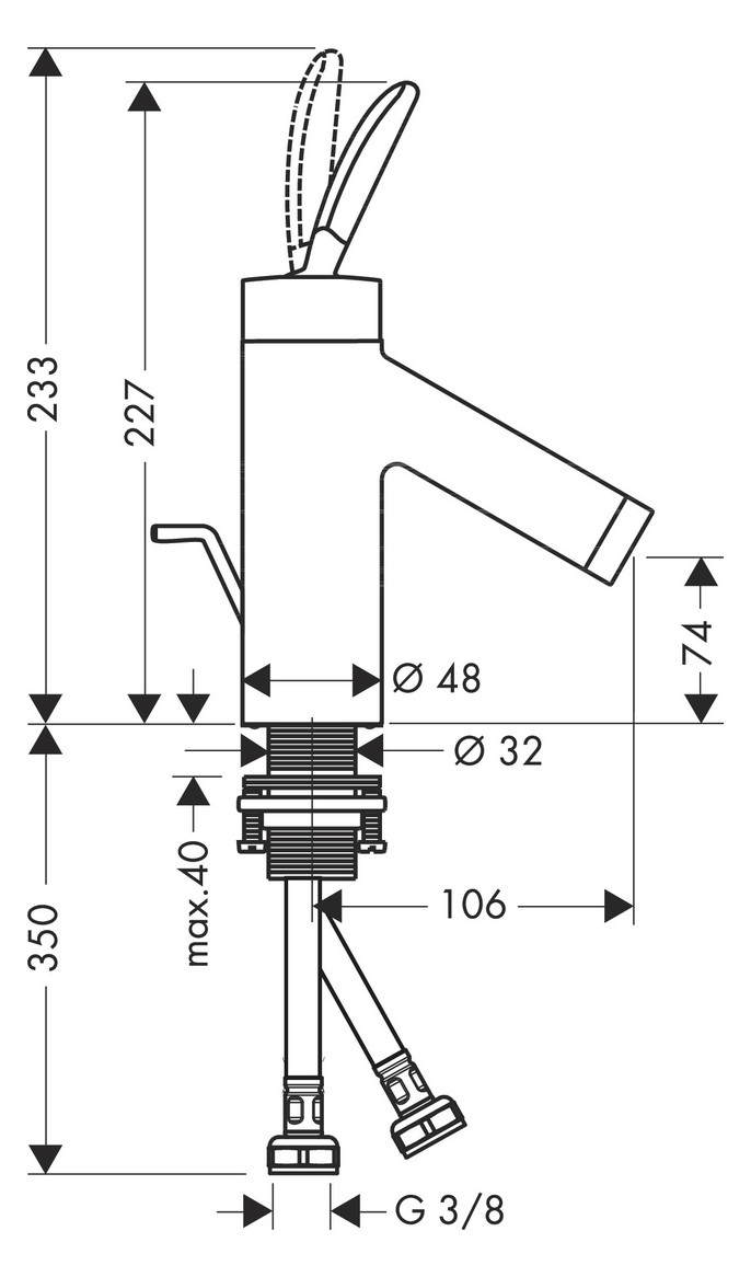 hansgrohe Waschtisch-Einhebelmischer 70 Axor Starck Classic Ausladung 106mm, mit Zugstangen-Ablaufgarnitur, brushed nickel hansgrohe Waschtisch-Einhebelmischer 70 Axor Starck Classic Ausladung 106mm, mit Zugstangen-Ablaufgarnitur, brushed nickel