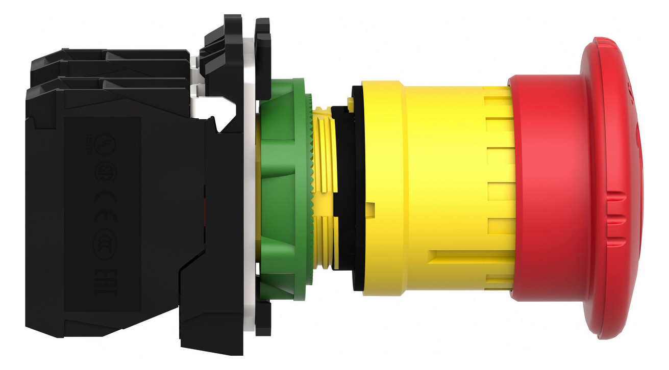 Not-Aus Taster EB IP66 Dreh 1S 1Ö Einb Ø22,5mm Schraub