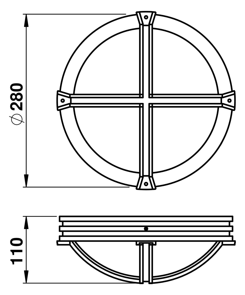 Glasleuchte 75W HV br IP44 E27 Ø280x110mm Glasleuchte 75W HV br IP44 E27 Ø280x110mm
