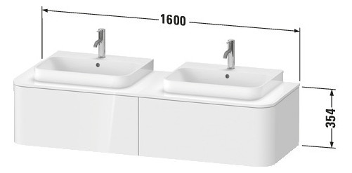 Duravit Waschtisch-Unterschrank Happy D.2 Plus 160x55cm, 2 Auszüge, für Aufsatzbecken, Becken beidseitig, nachtblau seidenmatt
