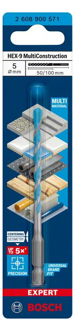 Bild Schlagbohrer EXPERT HEX-9 5x50x100mm Mul tiConstruction Bosch-2