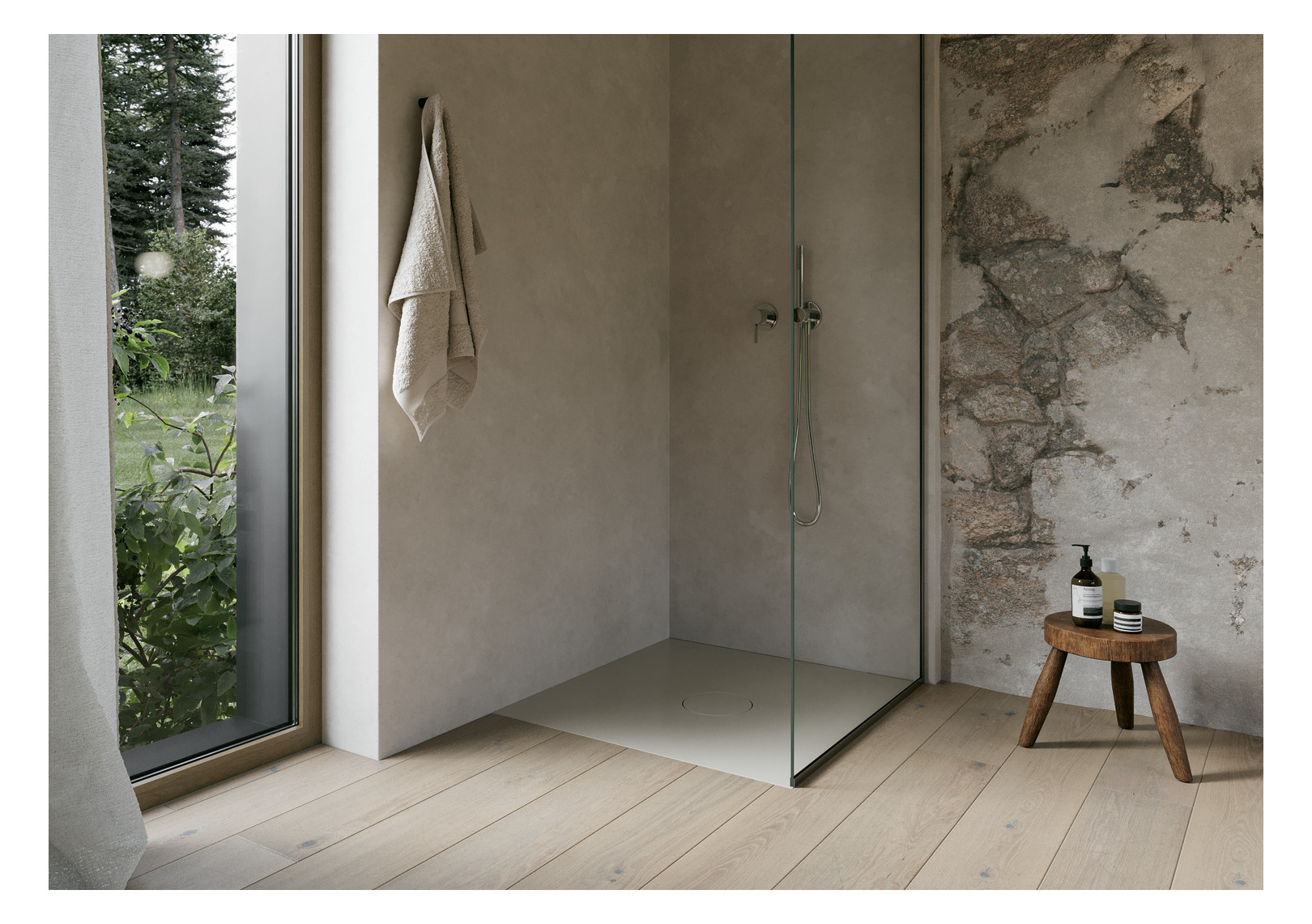 Bette Duschfliese BetteAir 1000 x 1000 mm, beige, Rechteck, glasierter Titan-Stahl