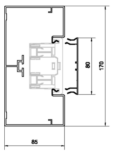 Geräteeinbaukanal Alu 170x85mm ver-ws RAL9016 GEB-K besch 12820qmm 2000mm