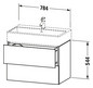 Duravit Waschtisch-Unterschrank L-Cube 78,4x 45,9 cm, weiß Hochglanz, 2 Schubkästen, wandhängend