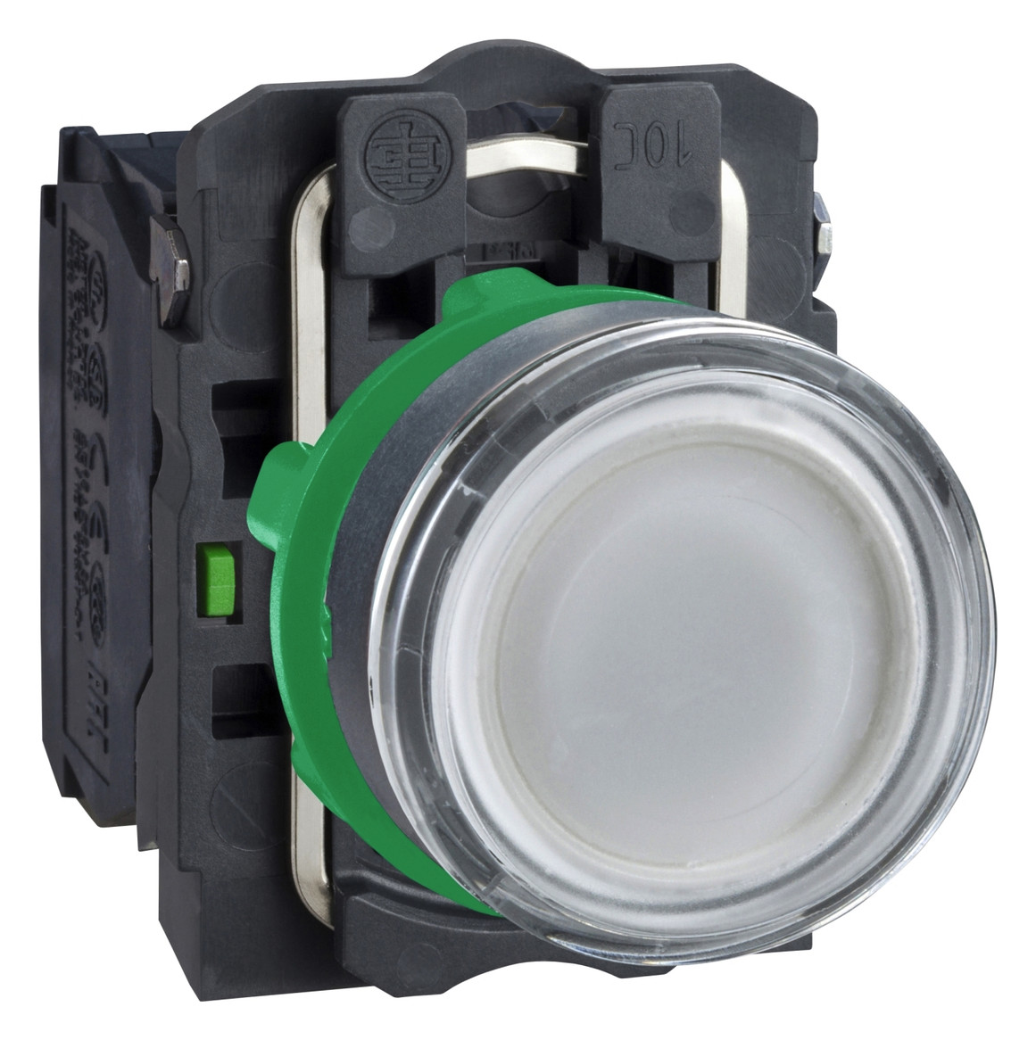 Drucktaster 1f gn rnd Ø22,5mm 1S 1Ö IP66 fl Geeignet für Beleuchtung Tastend