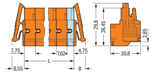 Klemmleiste 5p or Serie 231 16A Thermopl 0,2-2,5qmm 7,62mm Federzugans