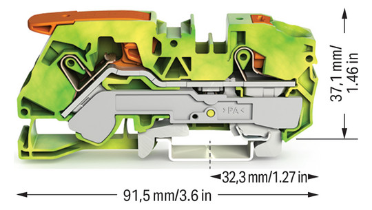 Schutzleiter-Reihenklemme 0,5-16qmm gn/ge 1Etage Hutschiene TH35