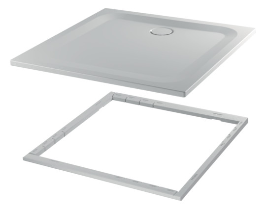 Duschwanne BetteUltra 8750 90x80x2,5cm, Glasur, Mini-Wannenträger, beige