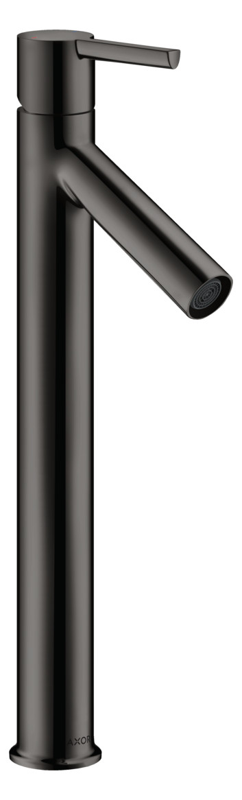 hansgrohe Waschtisch-Einhebelmischer 250 Axor Starck Ausladung 107mm, mit Hebelgriff, unverschließbare Ablaufgarnitur, polished black chrome