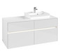 V&B Waschtischunterschrank Collaro 120x54,8x50cm, Waschtisch rechts, LED-Beleuchtung 8,8 W, glossy white