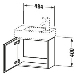 Duravit Waschtisch-Unterschrank L-Cube 48x24x40cm, wandhängend, Tür rechts, eiche natur